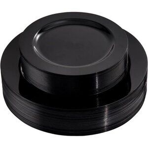 60PCS Black Plastic Plates - Heavy Duty Black Disposable Plates